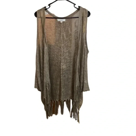 Umgee Fringe Knit Vest Camel Size M/L - Picture 1 of 5